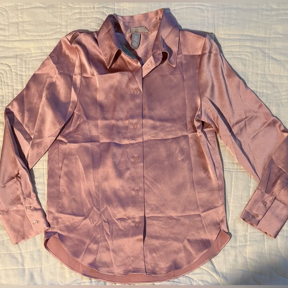 H&M Satin Pink Button-Up Shirt